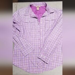 Purple Plaid Button-Up Shirt